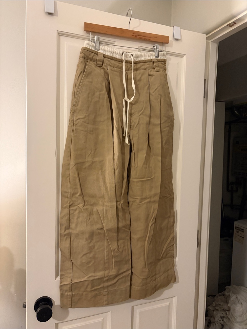 We The Free Drawstring Wide Leg Pants in Beige